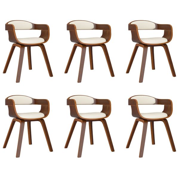 vidaXL Chaises &agrave; manger lot de 6 cr&egrave;me similicuir et bois courb&eacute;