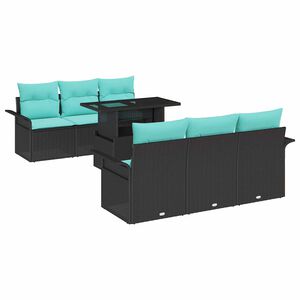 vidaXL Ensemble de canap&eacute; de jardin 7 pc 6 place Noir polyrotin