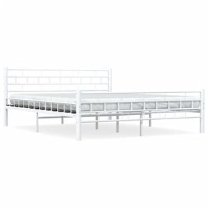 vidaXL Cadre de lit et t&ecirc;te de lit sans matelas blanc 160x200 cm m&eacute;tal