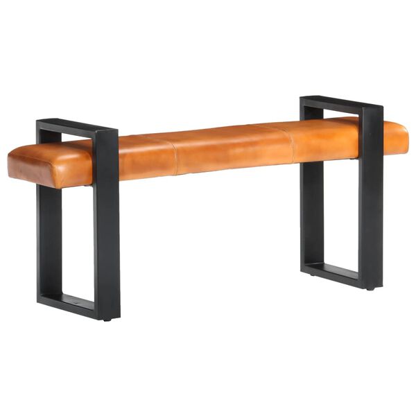 vidaXL Banc 120 cm Marron et noir Cuir v&eacute;ritable de ch&egrave;vre