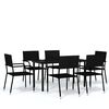 vidaXL Ensemble &agrave; manger de jardin 7 pcs Noir