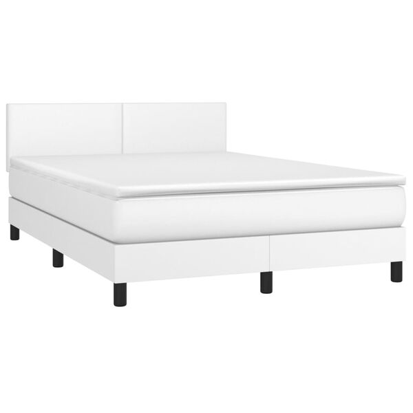 vidaXL Sommier à lattes de lit avec matelas et LED Blanc 140x200 cm