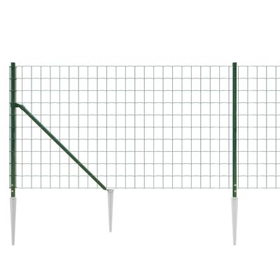 vidaXL Clôture en treillis métallique et piquet d'ancrage vert 0,8x25m