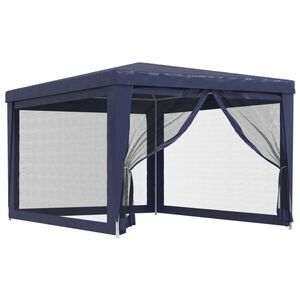 vidaXL Tente de f&ecirc;te avec 4 parois lat&eacute;rales en maille Bleu 3x4 m PEHD