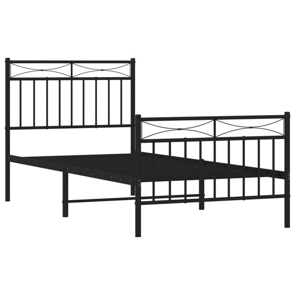 vidaXL Cadre de lit m&eacute;tal sans matelas avec pied de lit noir 90x200 cm