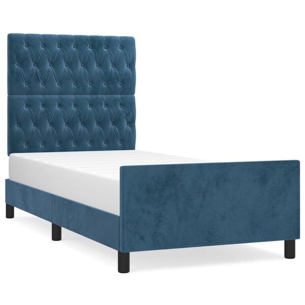 vidaXL Cadre de lit sans matelas bleu fonc&eacute; 100x200 cm velours