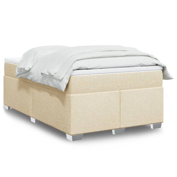 vidaXL Sommier &agrave; lattes de lit avec matelas Cr&egrave;me 120x200 cm Tissu