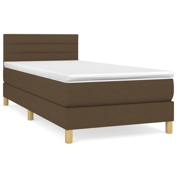 vidaXL Sommier &agrave; lattes de lit avec matelas Marron fonc&eacute; 90x190 cm