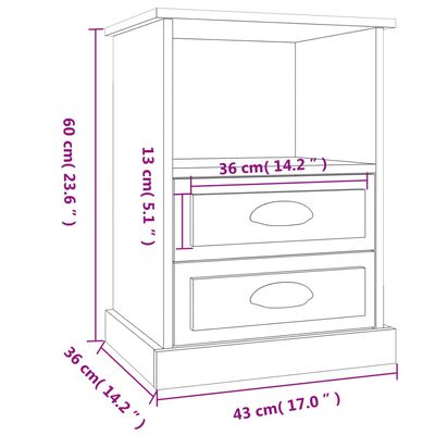 vidaXL Table de chevet blanc 43x36x60 cm