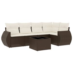 vidaXL Salon de jardin avec coussins 6 pcs marron r&eacute;sine tress&eacute;e