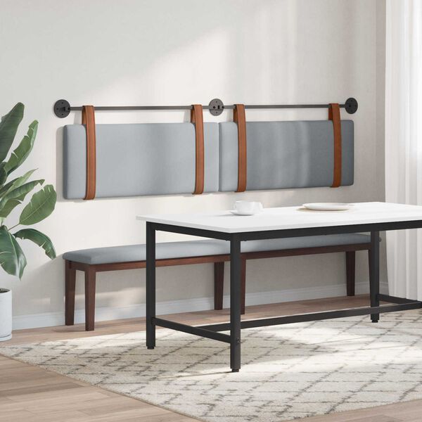 vidaXL T&ecirc;te de lit suspendue Uni Gris clair 210 x 55 x 5 cm PU antique