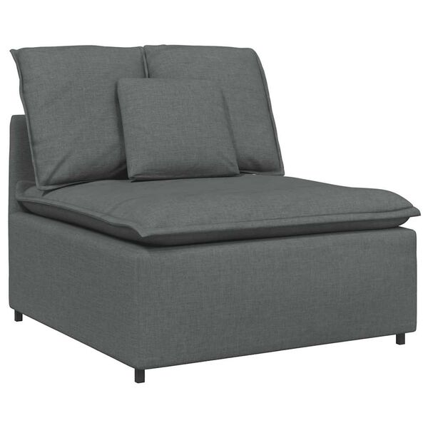 vidaXL Canap&eacute; modulaire et repose-pieds et coussins tissu gris fonc&eacute;
