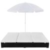 vidaXL Chaise longue d'ext&eacute;rieur avec parasol R&eacute;sine tress&eacute;e Noir