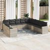 vidaXL Salon de jardin 11 pcs avec coussins gris clair r&eacute;sine tress&eacute;e