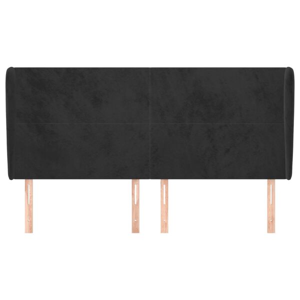 vidaXL T&ecirc;te de lit avec oreilles Noir 183x23x118/128 cm Velours