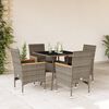 vidaXL Ensemble &agrave; manger de jardin et coussins 5 pcs gris rotin verre