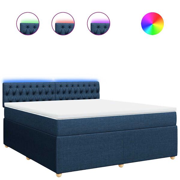 vidaXL Sommier &agrave; lattes de lit avec matelas Bleu 180x200 cm Tissu