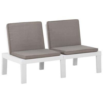 vidaXL Bancs de salon de jardin avec coussins lot de 2 Plastique Blanc