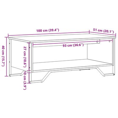 vidaXL Table basse sonoma gris 100x51x40 cm bois d'ingénierie