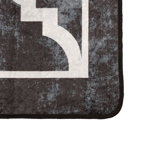 vidaXL Tapis lavable noir et blanc 80x300 cm antid&eacute;rapant