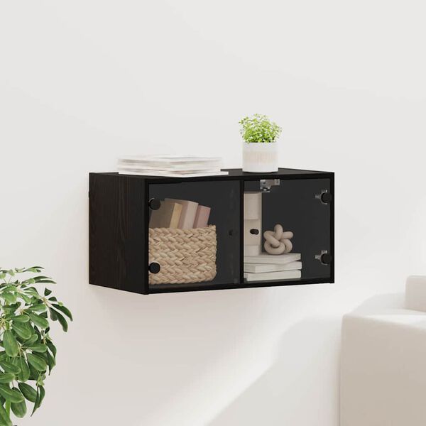 vidaXL Meuble mural Ch&ecirc;ne noir 68 x 37 x 35 cm Bois d'ing&eacute;nierie