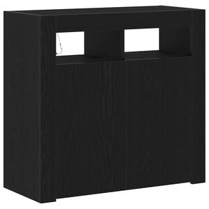 vidaXL Buffet Ch&ecirc;ne noir 80 x 35 x 75 cm Bois d'ing&eacute;nierie