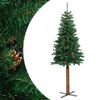 vidaXL Sapin de No&euml;l mince avec bois v&eacute;ritable et c&ocirc;nes vert 180cm PVC