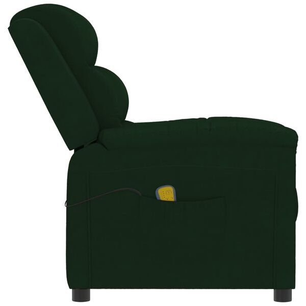 vidaXL Fauteuil de massage Vert fonc&eacute; velours