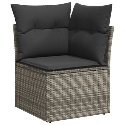 vidaXL Salon de jardin avec coussins 14 pcs gris résine tressée