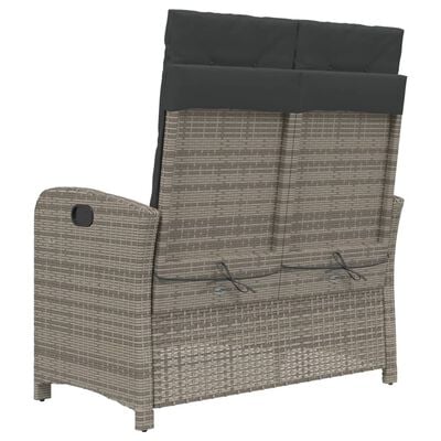 vidaXL Banc inclinable de jardin avec coussins gris résine tressée