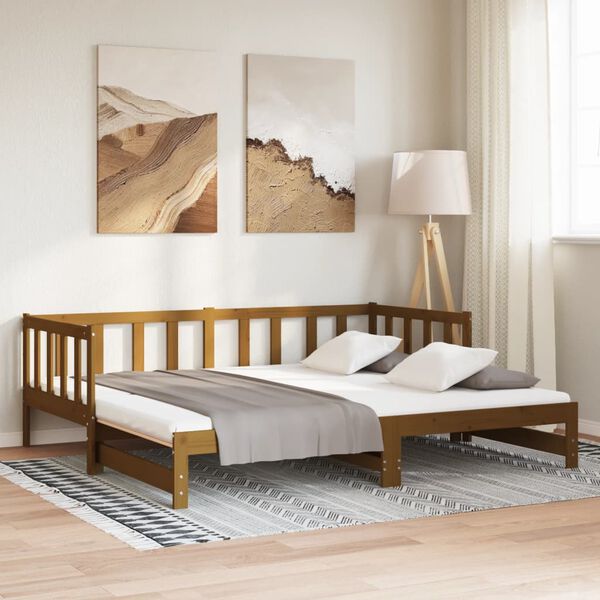 vidaXL Lit coulissant sans matelas marron miel 2x(90x190) cm