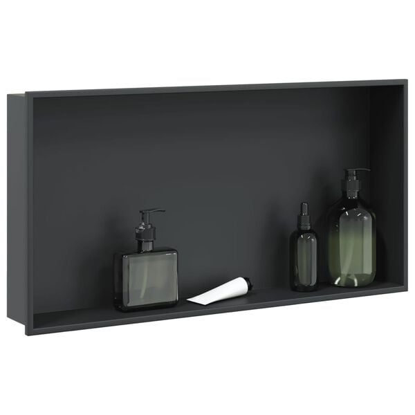 vidaXL Niche de douche noir mat 62x32x9 cm acier inoxydable