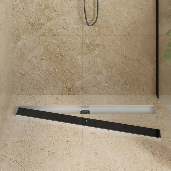vidaXL Drain de douche avec couvercle en verre et siphon &agrave; 360&deg; 100 cm