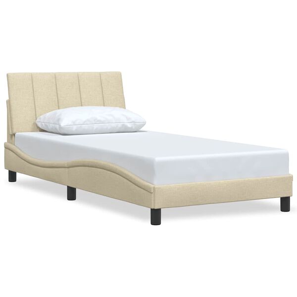 vidaXL Cadre de lit sans matelas Hanko cr&egrave;me 100x200 cm tissu