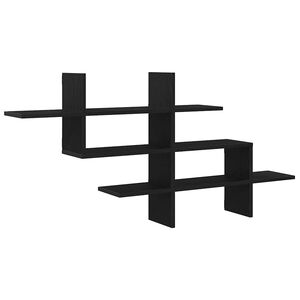 vidaXL &Eacute;tag&egrave;re murale en ch&ecirc;ne noir 124,5 x 18 x 60,5 cm bois d'ing&eacute;nierie