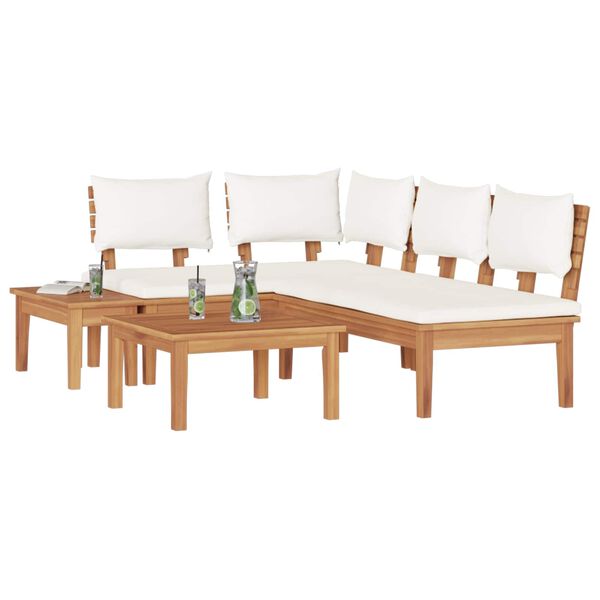 vidaXL Ensemble de canap&eacute; de jardin 4 pcs Marron et Cr&egrave;me