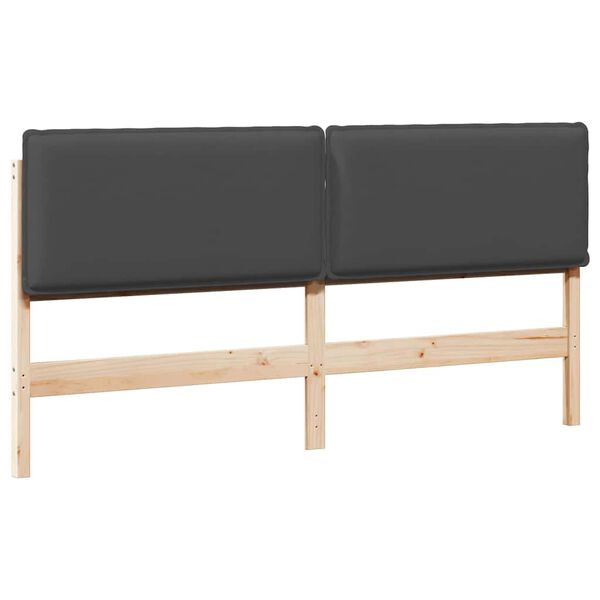 vidaXL T&ecirc;te de lit capitonn&eacute;e Gris Naturel et Fonc&eacute; 200 cm Pin massif