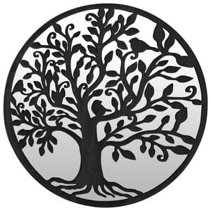 vidaXL Miroir de jardin Noir 40x2,5 cm Fer Rond utilisation ext&eacute;rieure