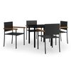 vidaXL Ensemble &agrave; manger de jardin 5 pcs Noir