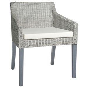 vidaXL Chaise &agrave; manger avec coussin Gris Rotin naturel