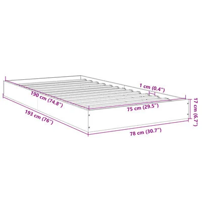 vidaXL Cadre de lit sans matelas blanc 75x190 cm bois d'ingénierie