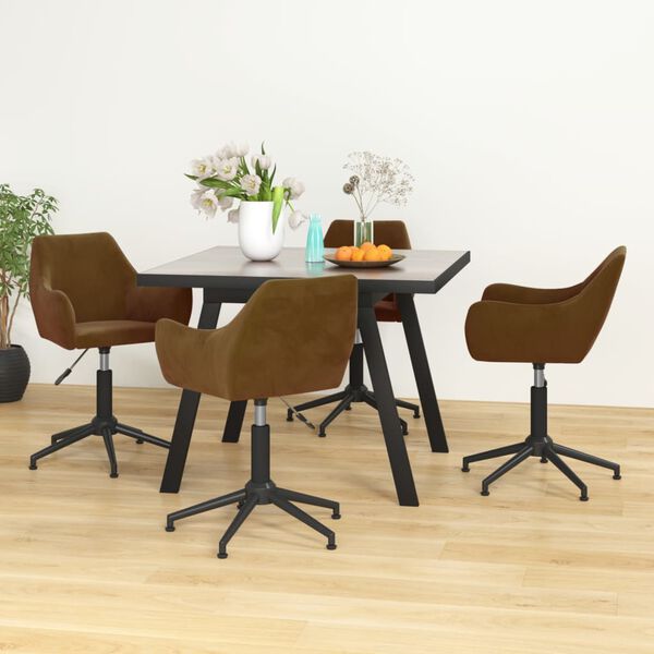 vidaXL Chaises pivotantes &agrave; manger lot de 4 marron velours