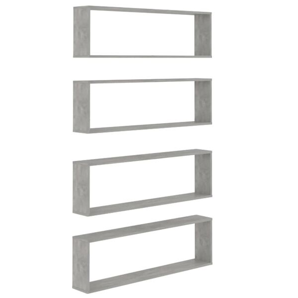 vidaXL &Eacute;tag&egrave;res cube murales 4 pcs gris b&eacute;ton bois d'ing&eacute;nierie