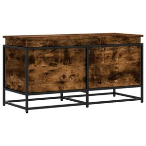 vidaXL Bo&icirc;te de rangement avec couvercle ch&ecirc;ne fum&eacute; bois d'ing&eacute;nierie