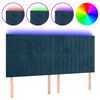 vidaXL T&ecirc;te de lit &agrave; LED Bleu fonc&eacute; 180x5x118/128 cm Velours