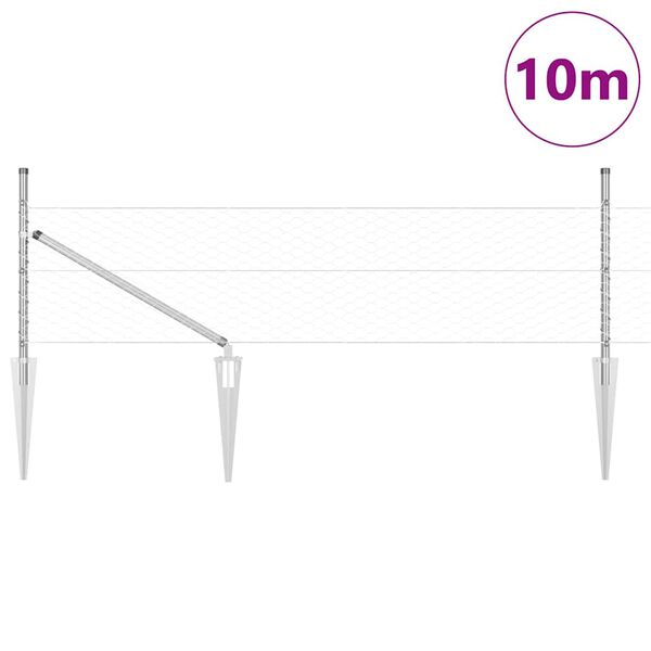 vidaXL Cl&ocirc;ture avec poteaux Argent 0.5 x 10 m Acier recouvert de PVC