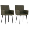 vidaXL Chaises &agrave; manger avec accoudoirs lot de 2 marron tissu