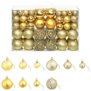 vidaXL Ensemble de boules de No&euml;l 100 pcs 3/4/6 cm Dor&eacute;