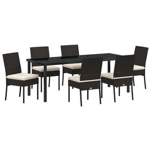 vidaXL Ensemble de salle &agrave; manger pour jardin 7 pcs Noir