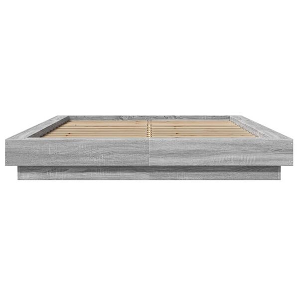 vidaXL Cadre de lit sans matelas sonoma gris 135x190 cm